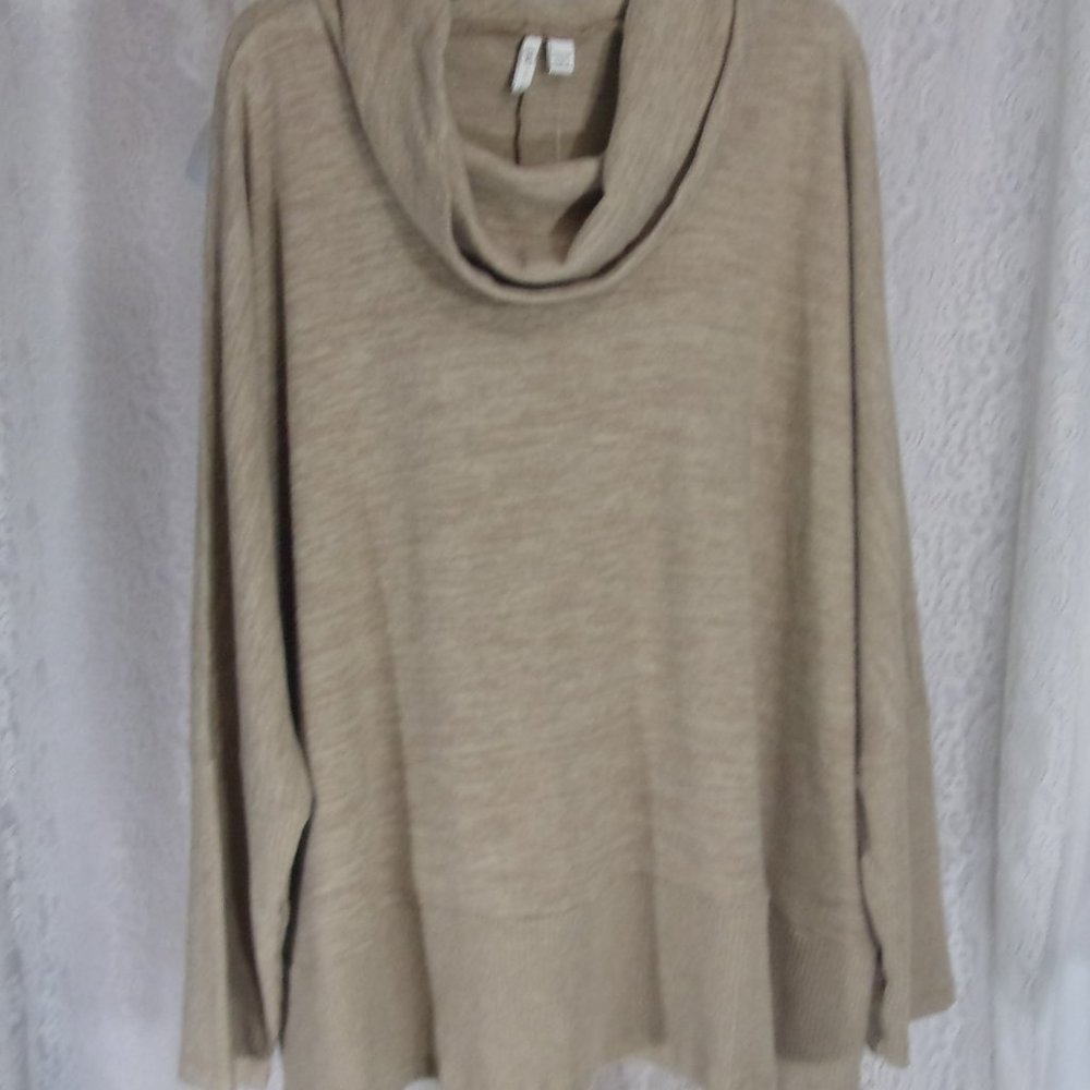 Oversize Cowl Neck Sweater Top Winter Oatmeal Tan Size Plus 22/24